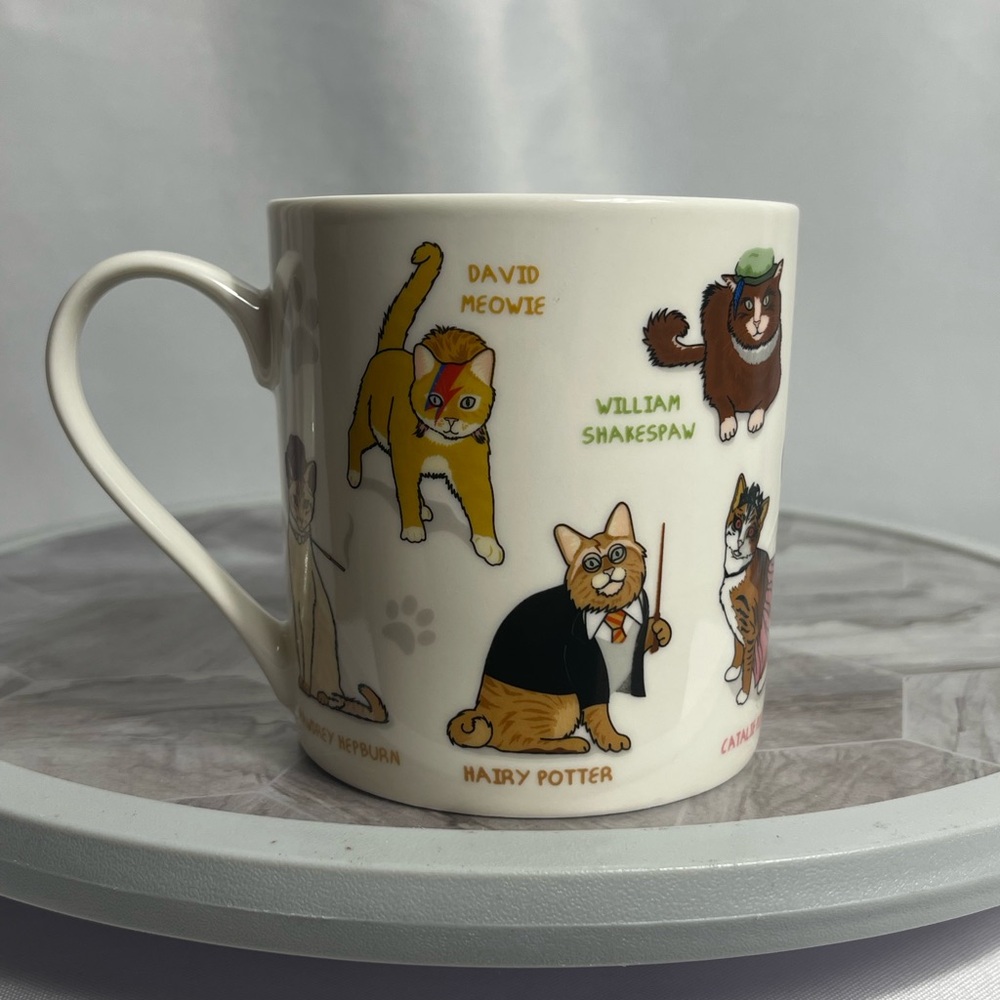 Funny Celebrity Cat Mug Hairy Potter David Meowie William Shakespaw 12 oz